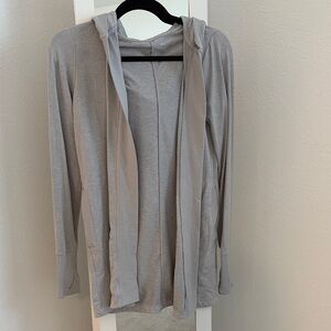 Athleta Light Gray Hooded Cardigan